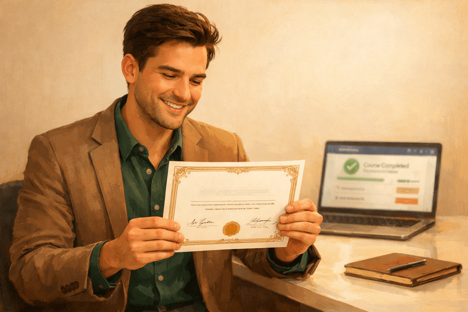 Trainee earning a certificate on Margros